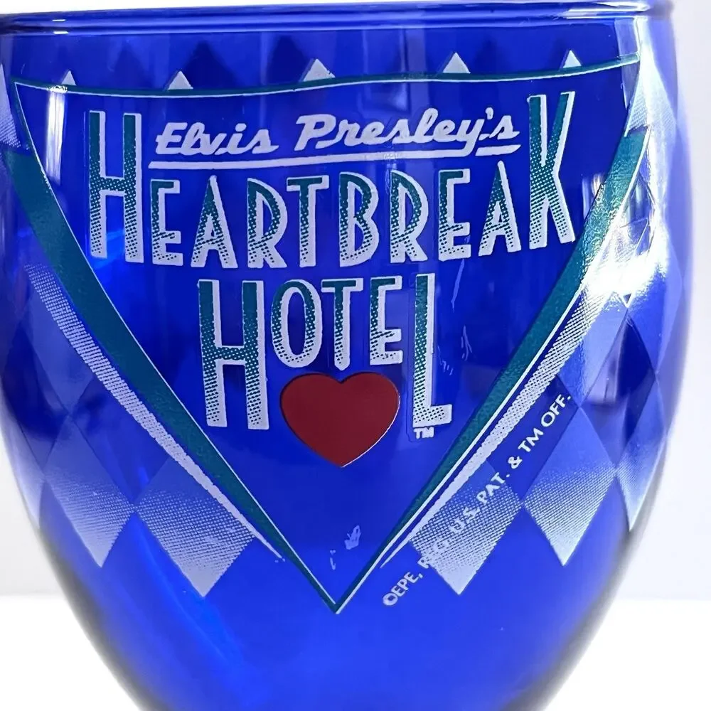 Elvis Presley Heartbreak Hotel Logo Cobalt Blue Wine Glass Holographic Sticker